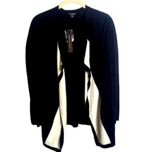 Dana Buchman Women's Open Cardigan Black White Long Sleeve Size Small NWT
